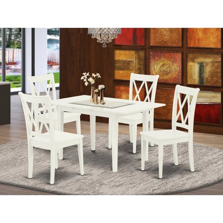 East West Furniture 5 Piece Norfolk Dinette Set - Linen White NOCL5-LWH-W